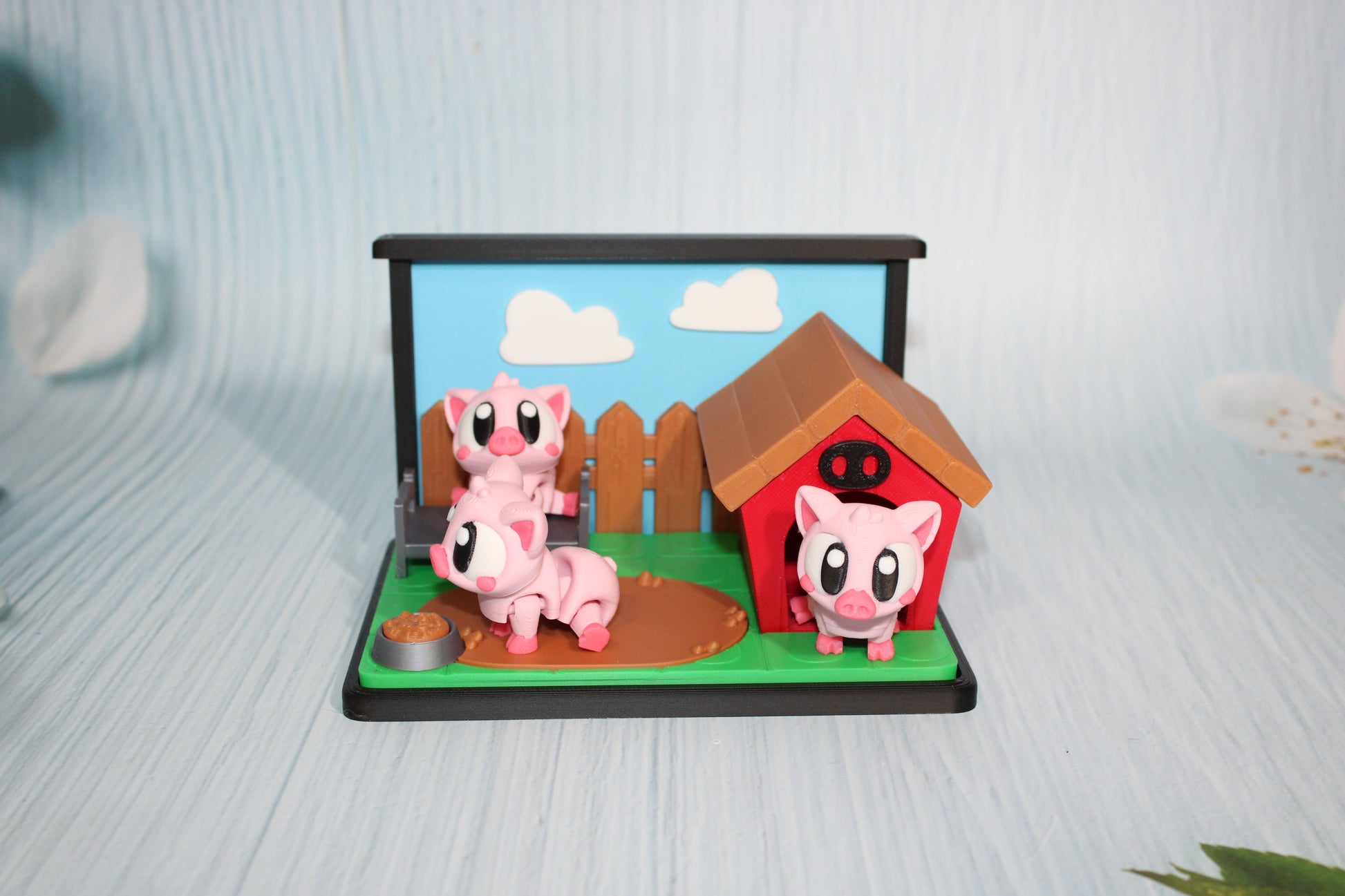 Flexi Piggy Playset -3D Printed Flexi Fidget- Comes with 4 Farm animals - Wonderland 3D Printing 