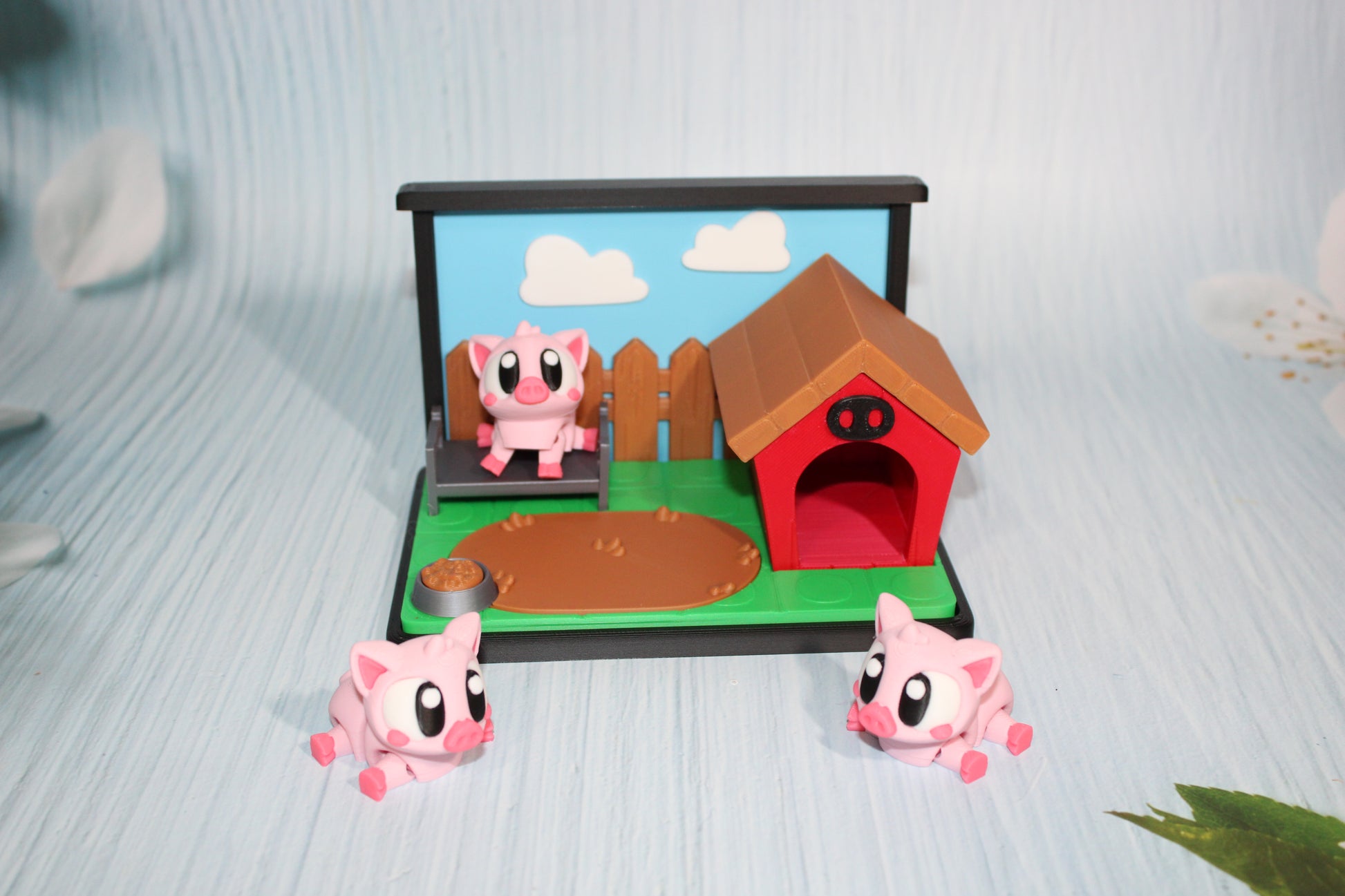 Flexi Piggy Playset -3D Printed Flexi Fidget- Comes with 4 Farm animals - Wonderland 3D Printing 