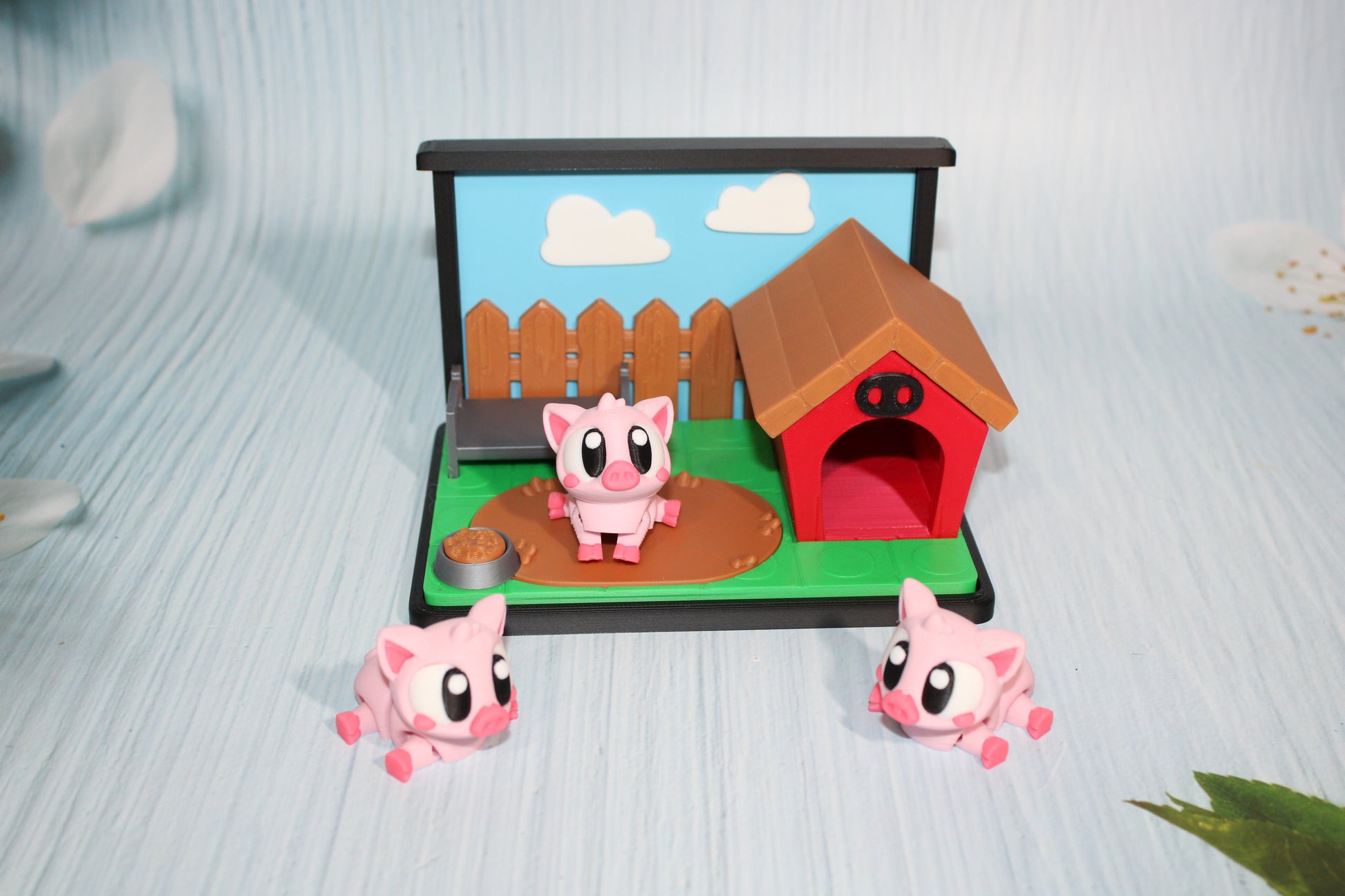 Flexi Piggy Playset -3D Printed Flexi Fidget- Comes with 4 Farm animals - Wonderland 3D Printing 