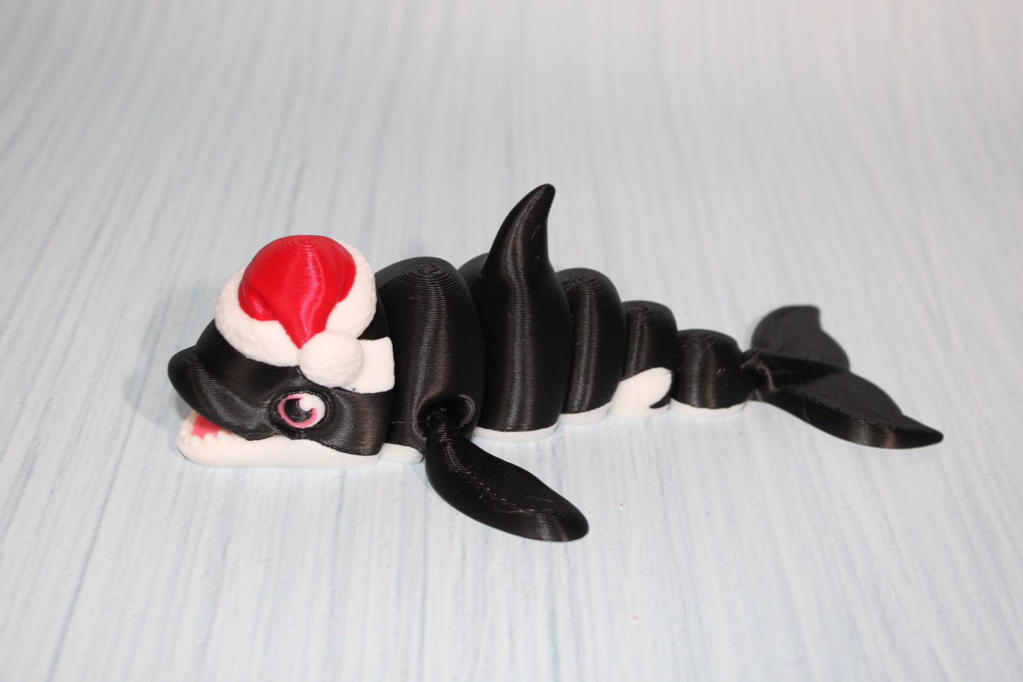 Killer whale or Narwhal Christmas Edition 3D Printed Articulated Flexi Fidget Figurine - Wonderland 3D Printing 