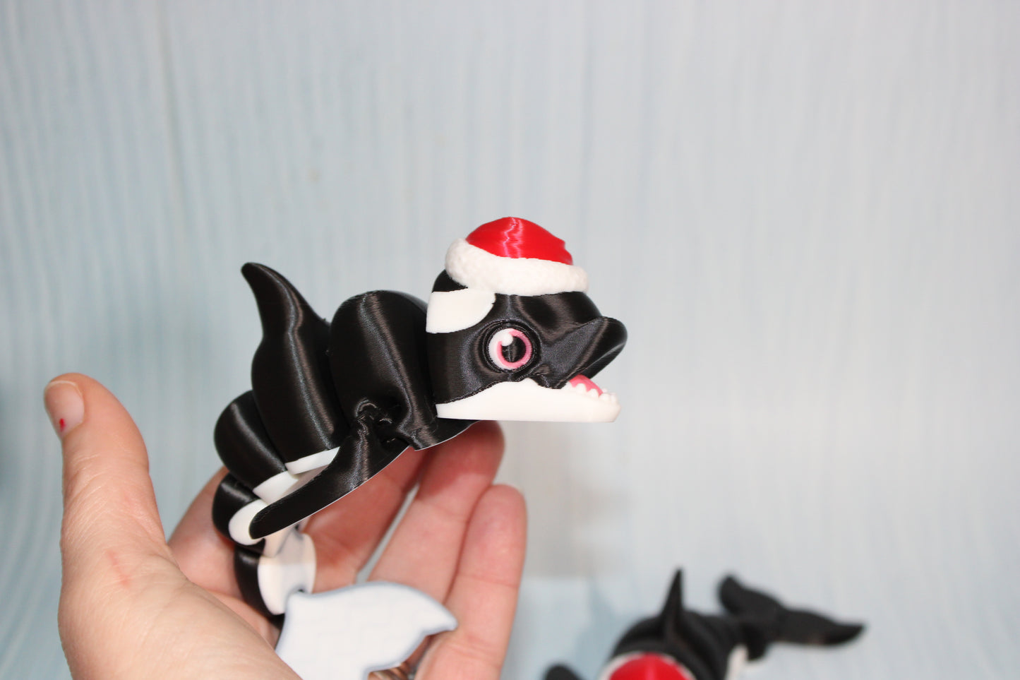 Killer whale or Narwhal Christmas Edition 3D Printed Articulated Flexi Fidget Figurine - Wonderland 3D Printing 