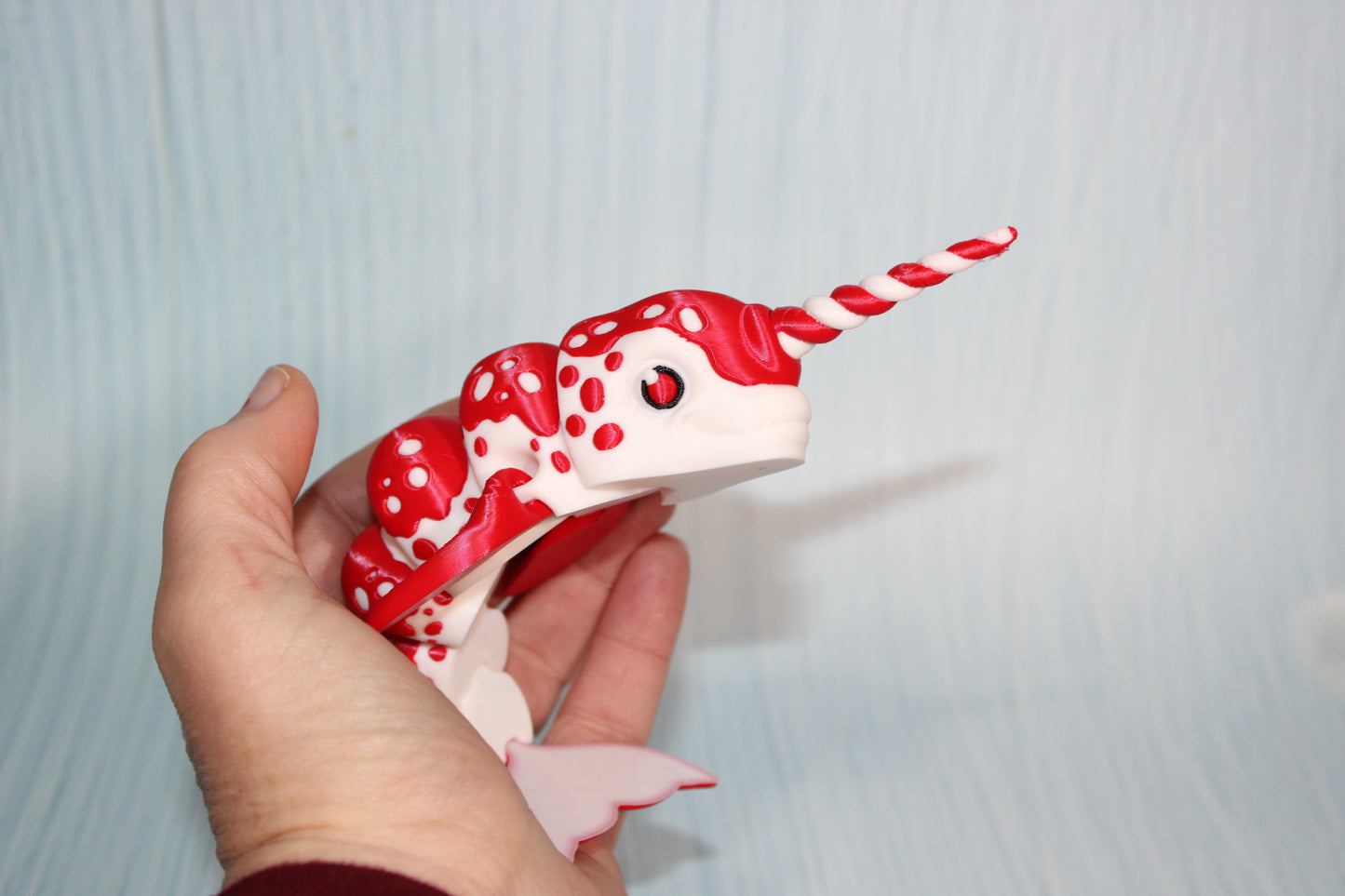 Killer whale or Narwhal Christmas Edition 3D Printed Articulated Flexi Fidget Figurine - Wonderland 3D Printing 