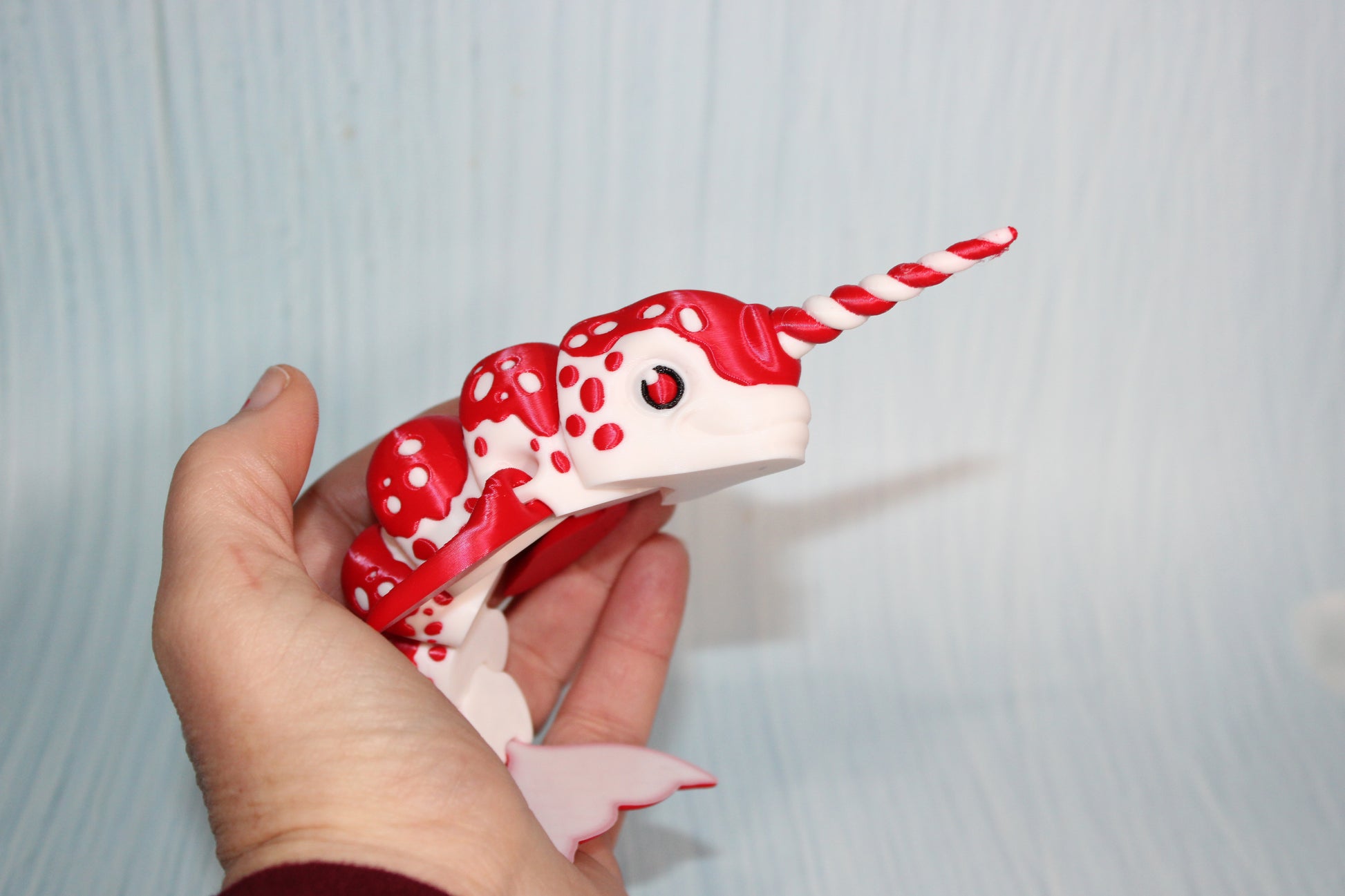 Killer whale or Narwhal Christmas Edition 3D Printed Articulated Flexi Fidget Figurine - Wonderland 3D Printing 