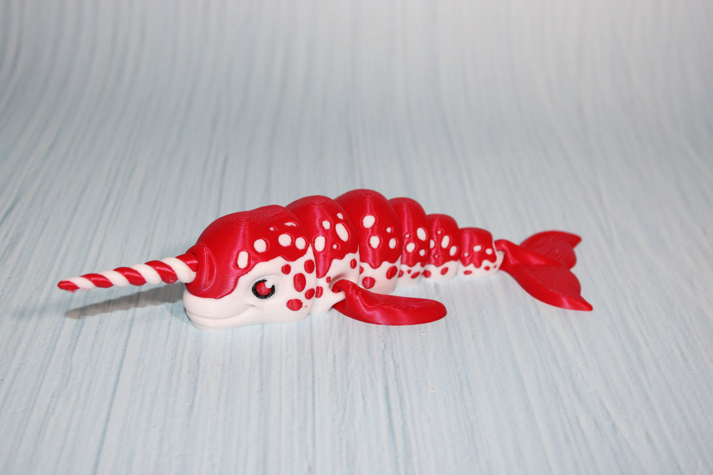 Killer whale or Narwhal Christmas Edition 3D Printed Articulated Flexi Fidget Figurine - Wonderland 3D Printing 