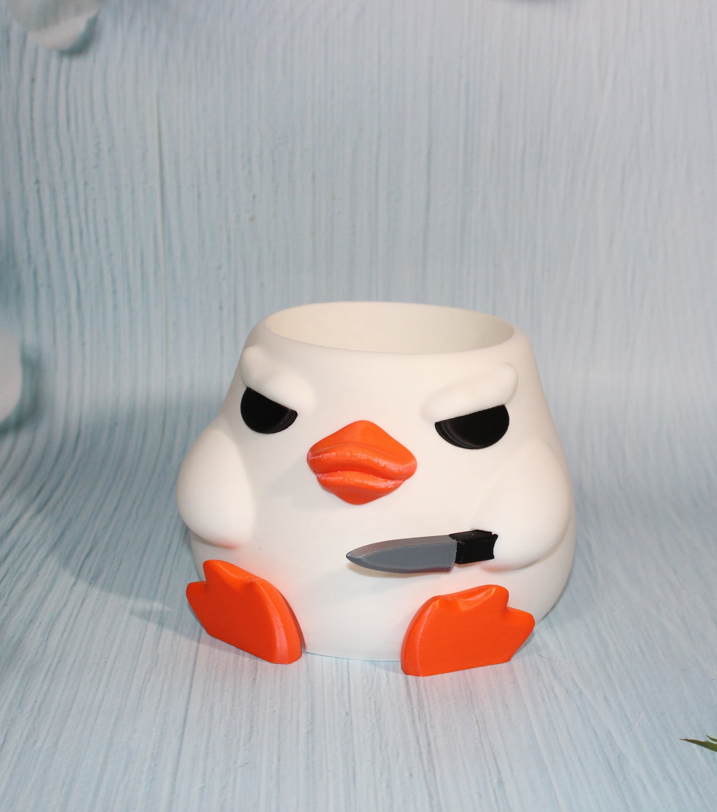 Stabby Duck Container4.75" tall x 6" Round- Handle Options - Wonderland 3D Printing 
