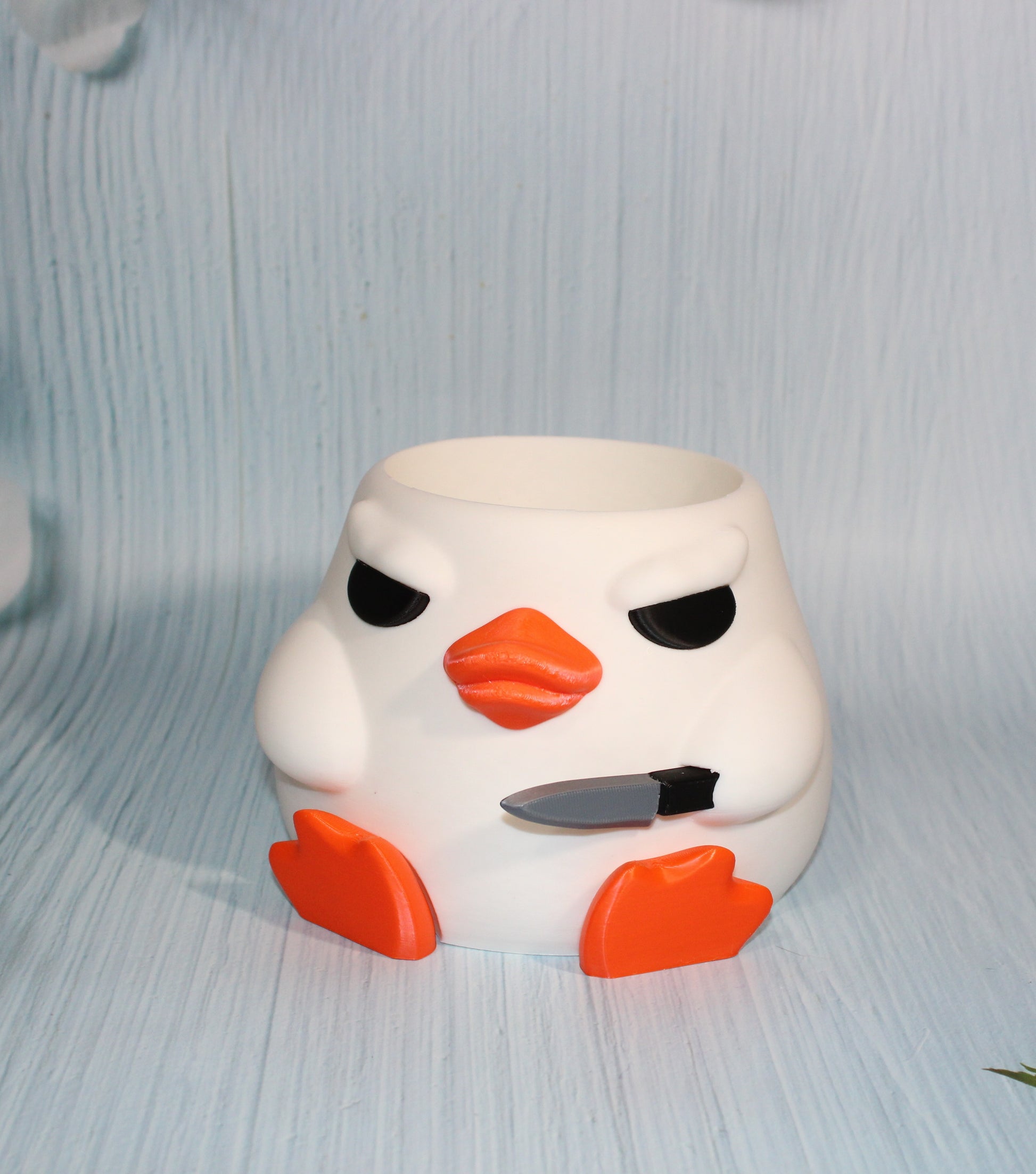 Stabby Duck Container4.75" tall x 6" Round- Handle Options - Wonderland 3D Printing 