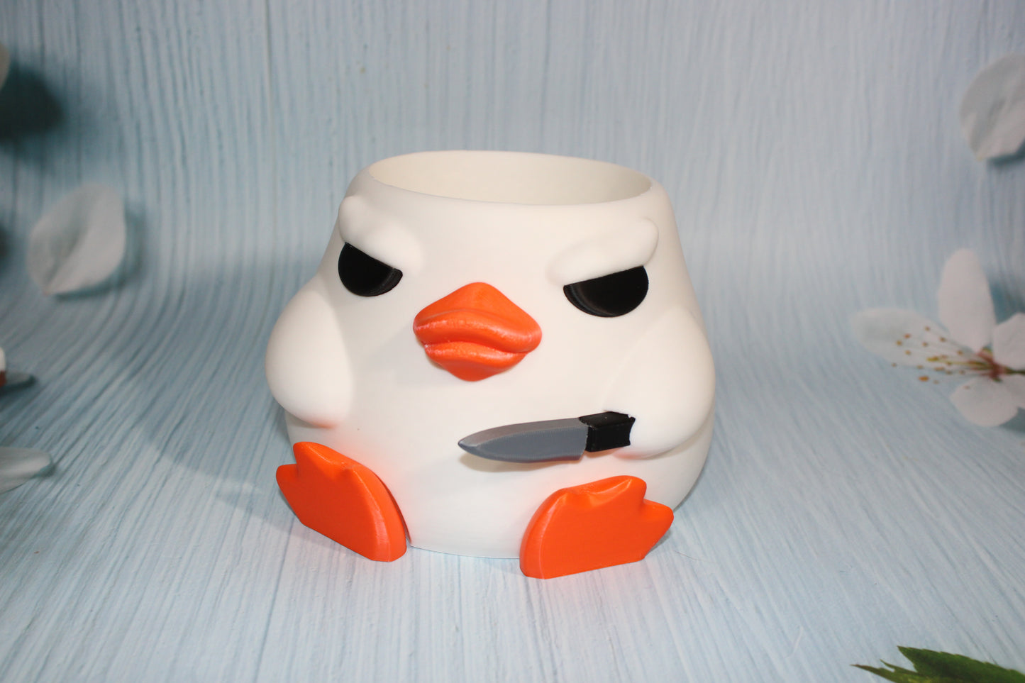 Stabby Duck Container4.75" tall x 6" Round- Handle Options - Wonderland 3D Printing 