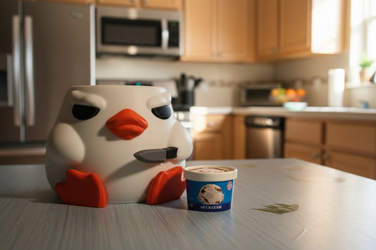 Stabby Duck Container4.75" tall x 6" Round- Handle Options - Wonderland 3D Printing 