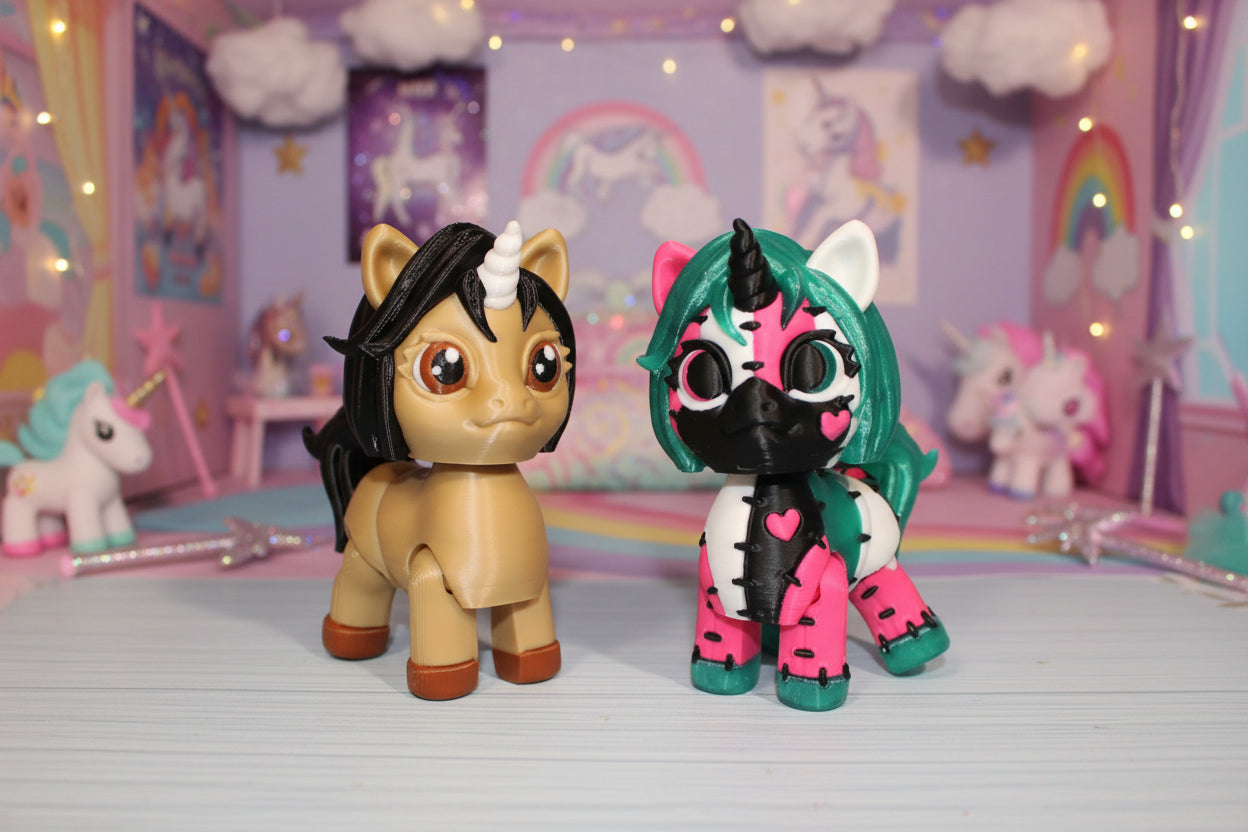 Articulated Unicorn or Stitches Unicorn Fidget Toy: 3D Printed Fantasy Decor-4" Tall - Wonderland 3D Printing 