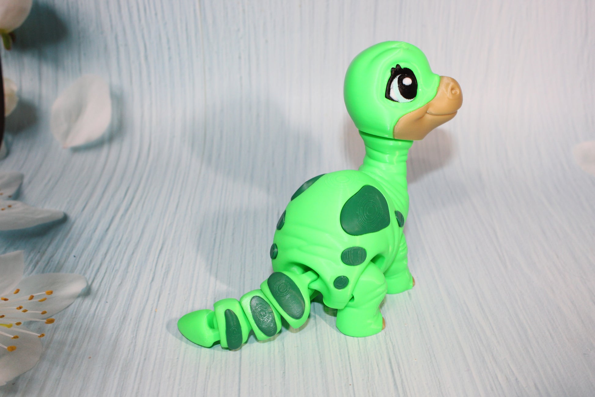 Baby Brachiosaurus 3D Printed Articulated Figure- 7" long and 6"tall - Wonderland 3D Printing 