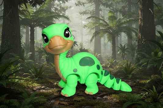 Baby Brachiosaurus 3D Printed Articulated Figure- 7" long and 6"tall - Wonderland 3D Printing 