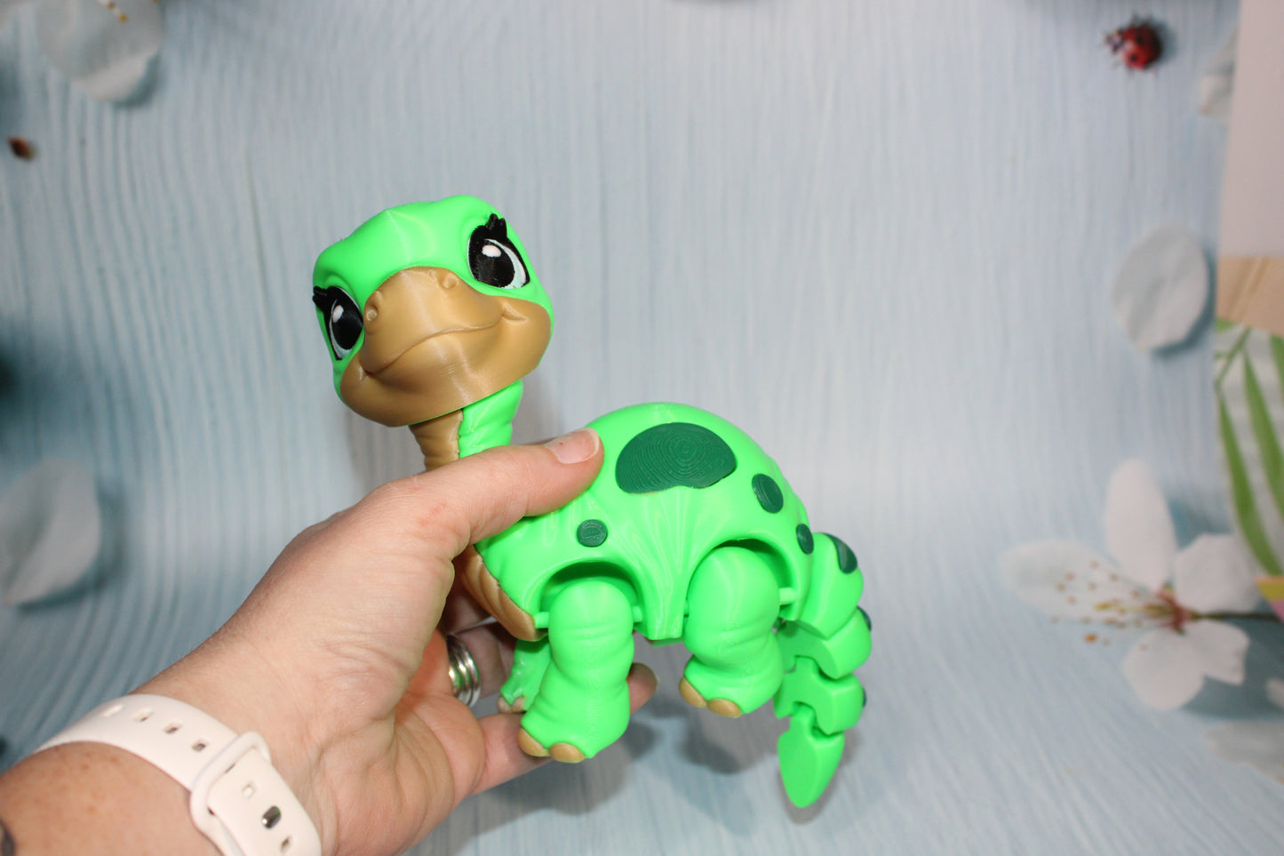 Baby Brachiosaurus 3D Printed Articulated Figure- 7" long and 6"tall - Wonderland 3D Printing 
