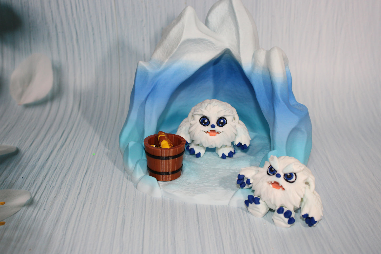 Yeti with Cave Includes 2 Yetis-3D Printed Flexi Fidget Toy - Wonderland 3D Printing 