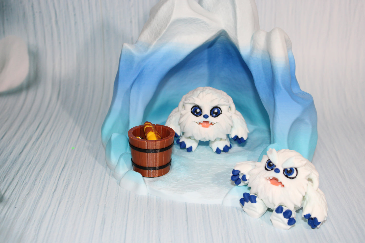 Yeti with Cave Includes 2 Yetis-3D Printed Flexi Fidget Toy - Wonderland 3D Printing 