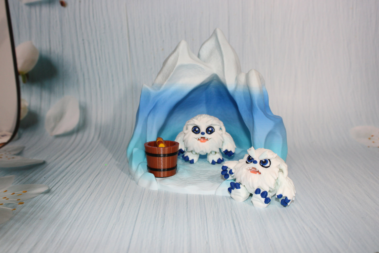 Yeti with Cave Includes 2 Yetis-3D Printed Flexi Fidget Toy - Wonderland 3D Printing 