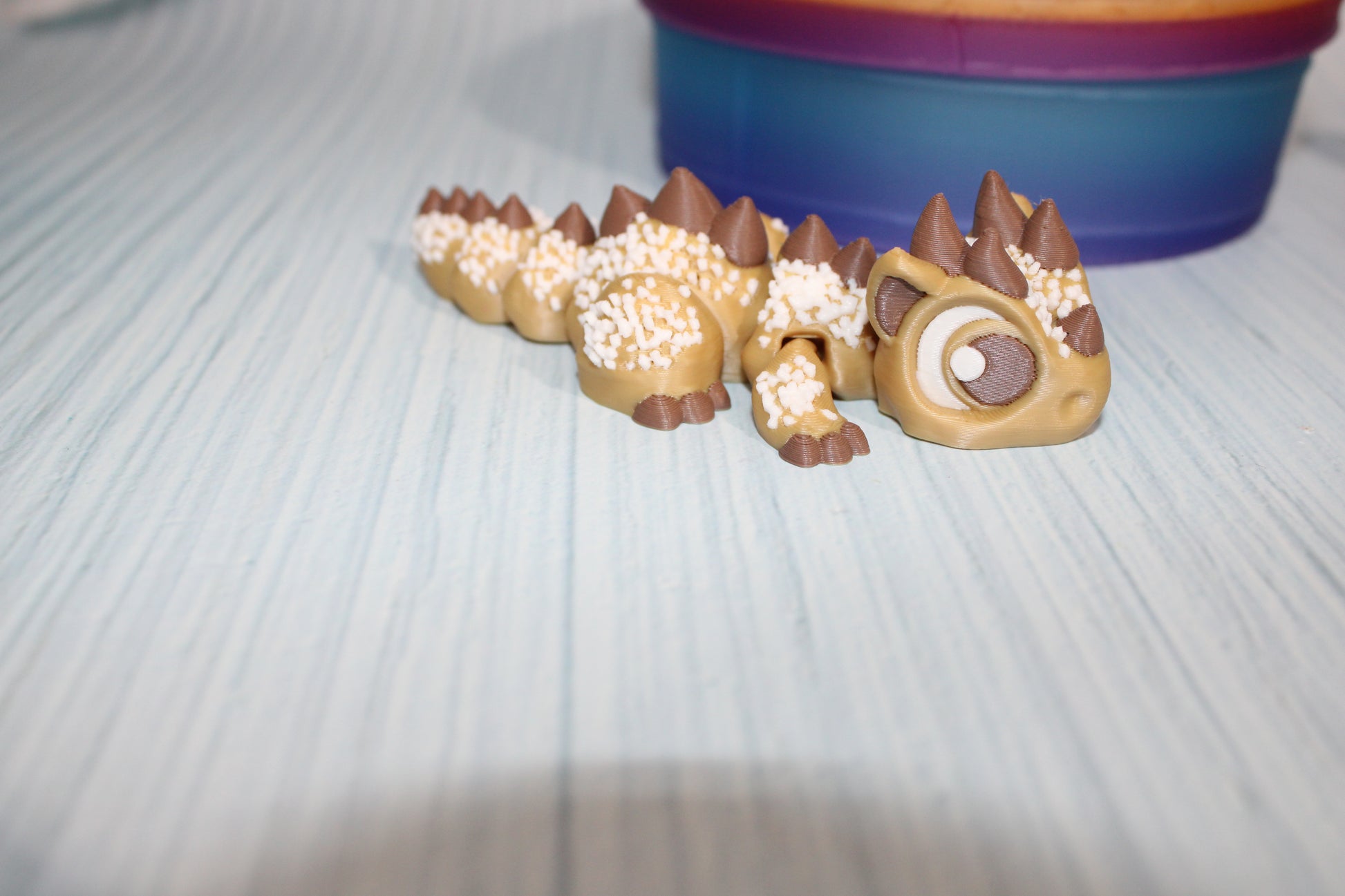 Cookie Dragon and  Turtle Articulated 3d Printed Figurine with Container - Wonderland 3D Printing 