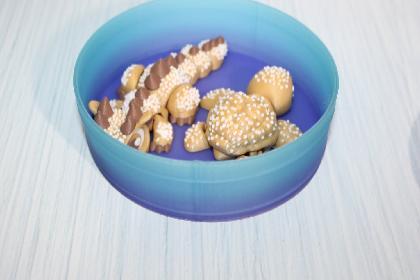 Cookie Dragon and  Turtle Articulated 3d Printed Figurine with Container - Wonderland 3D Printing 