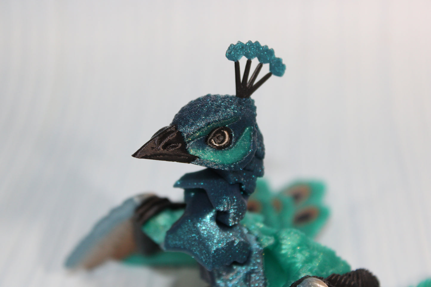 Peacock 6" long 3D Printed Articulated Flexi Fidget Figurine - Wonderland 3D Printing 