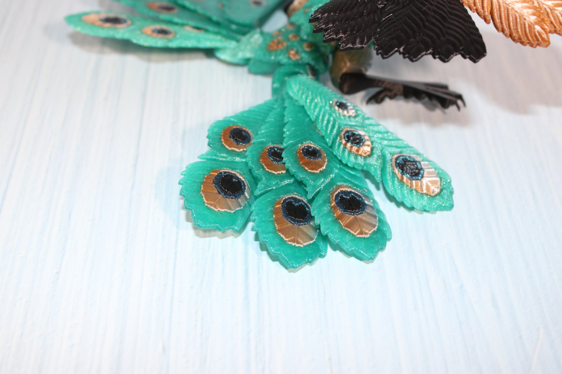 Peacock 6" long 3D Printed Articulated Flexi Fidget Figurine - Wonderland 3D Printing 