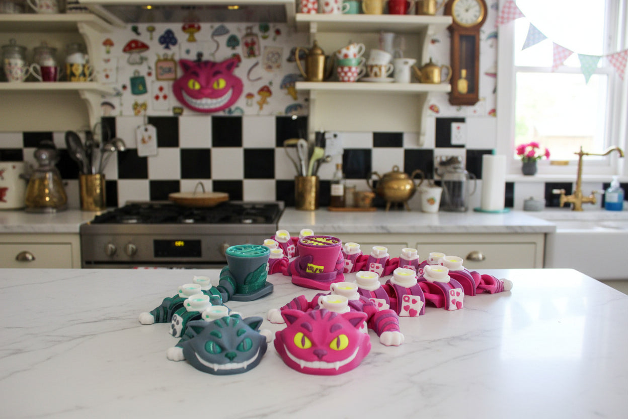 3D Printed Articulated Mad Cat Figurine - Wonderland 3D Printing 