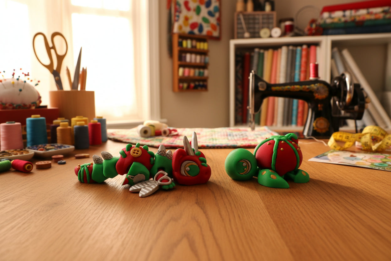3D Printed Articulated Sewing Turtle and Dragon Fidget Toy- Both Included - Wonderland 3D Printing 