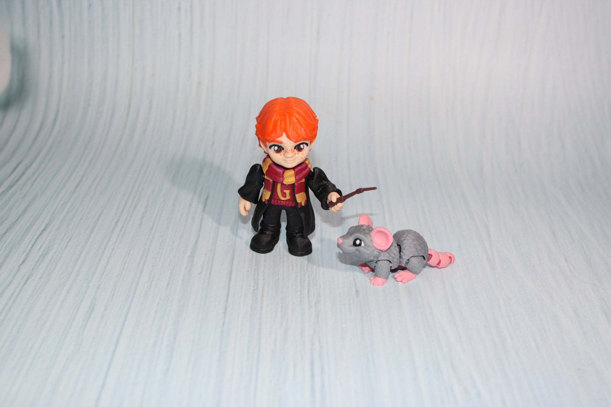 3D Printed Articulated Boy with Owl Figurines, Boy with Rat, or Girl with Cat - Wonderland 3D Printing 
