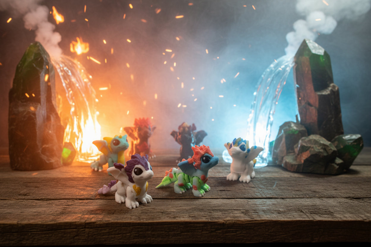 6 Mini Elemental Hatchlings all come in 1 egg-3D Printed - Wonderland 3D Printing 
