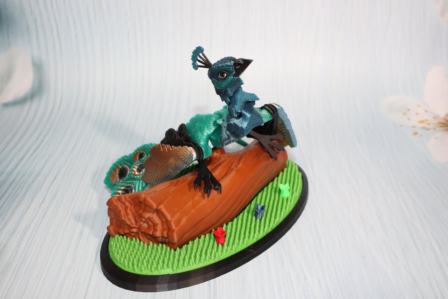 Peacock 6" long 3D Printed Articulated Flexi Fidget Figurine - Wonderland 3D Printing 