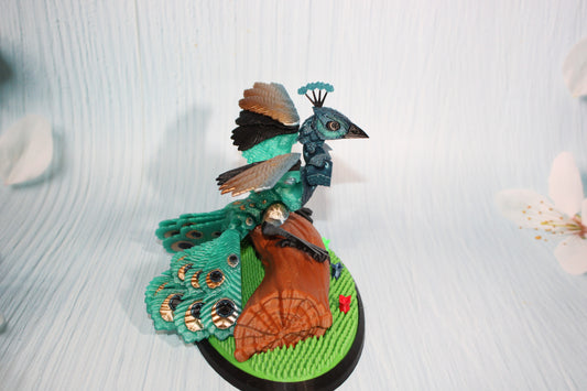 Peacock 6" long 3D Printed Articulated Flexi Fidget Figurine - Wonderland 3D Printing 