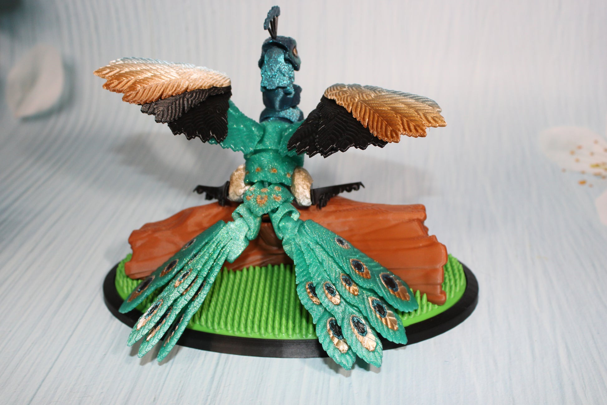 Peacock 6" long 3D Printed Articulated Flexi Fidget Figurine - Wonderland 3D Printing 