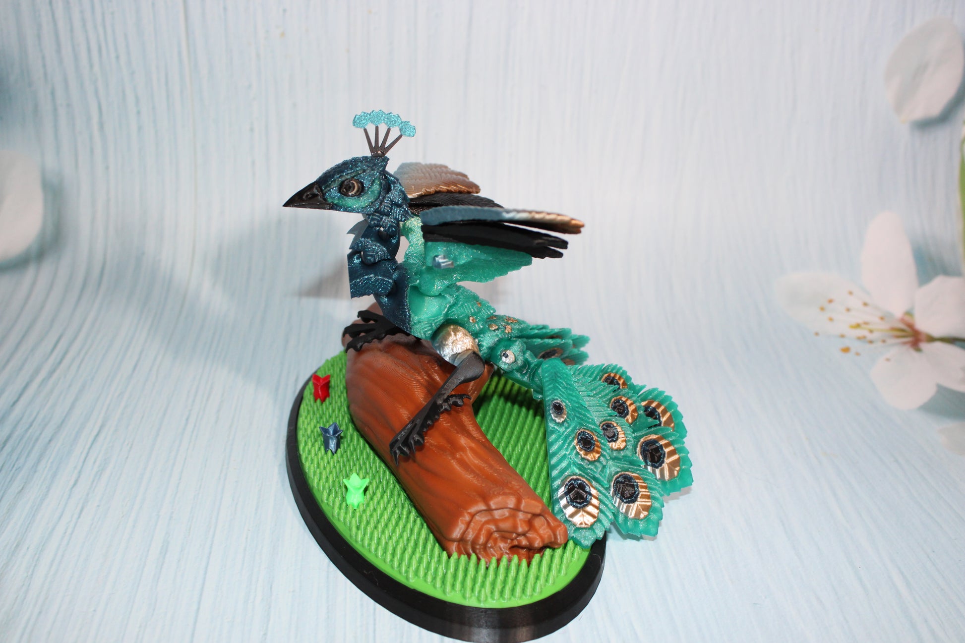 Peacock 6" long 3D Printed Articulated Flexi Fidget Figurine - Wonderland 3D Printing 