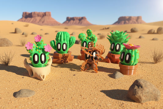 3D Printed Articulated Desert Plant Set - 6 pieces included - Wonderland 3D Printing 