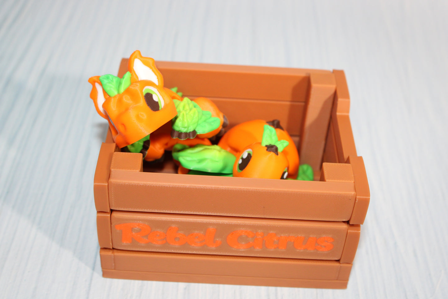 Citrus Friends: 3D Printed Articulated Fidget Toy- Comes with Crate - Wonderland 3D Printing 