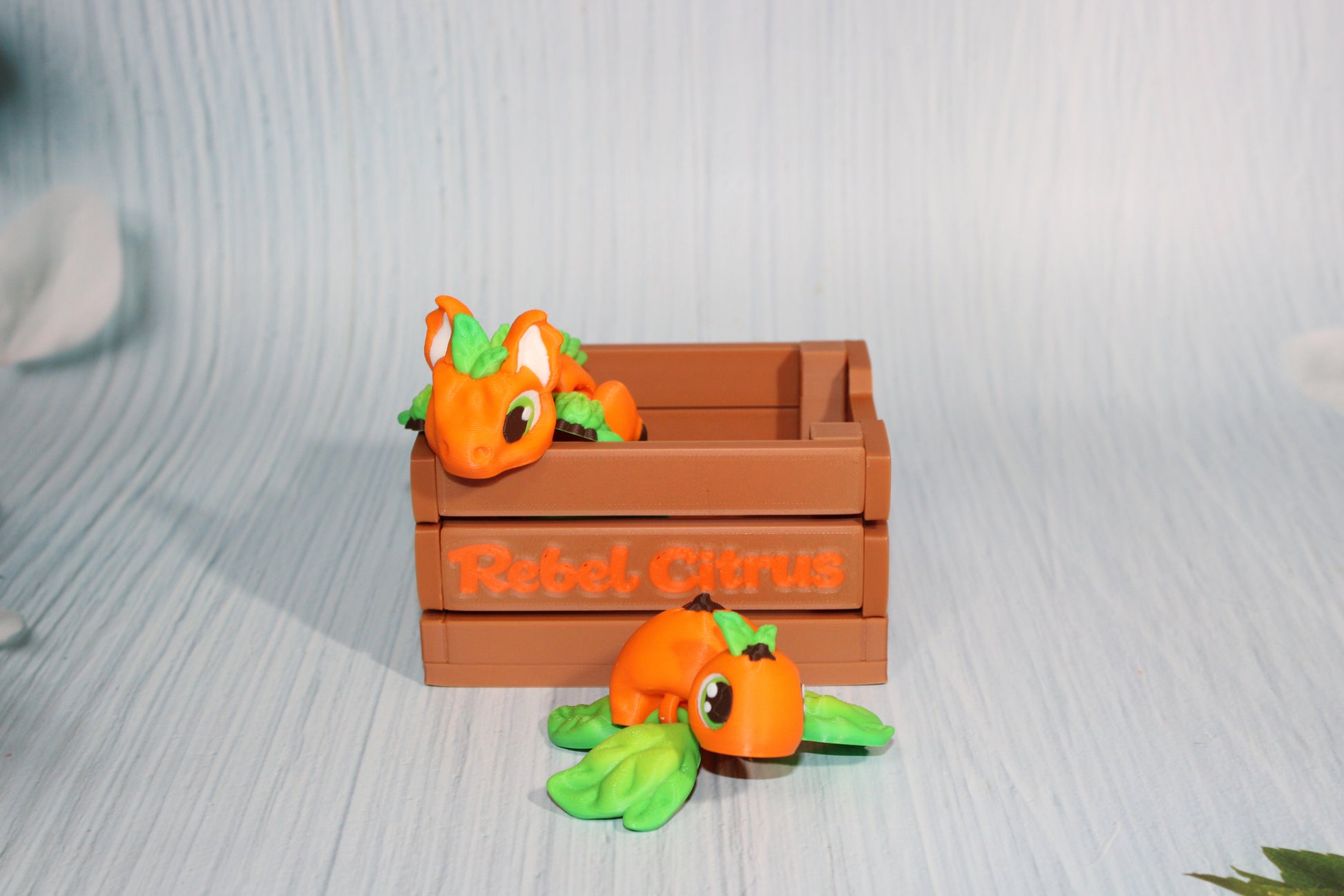 Citrus Friends: 3D Printed Articulated Fidget Toy- Comes with Crate - Wonderland 3D Printing 