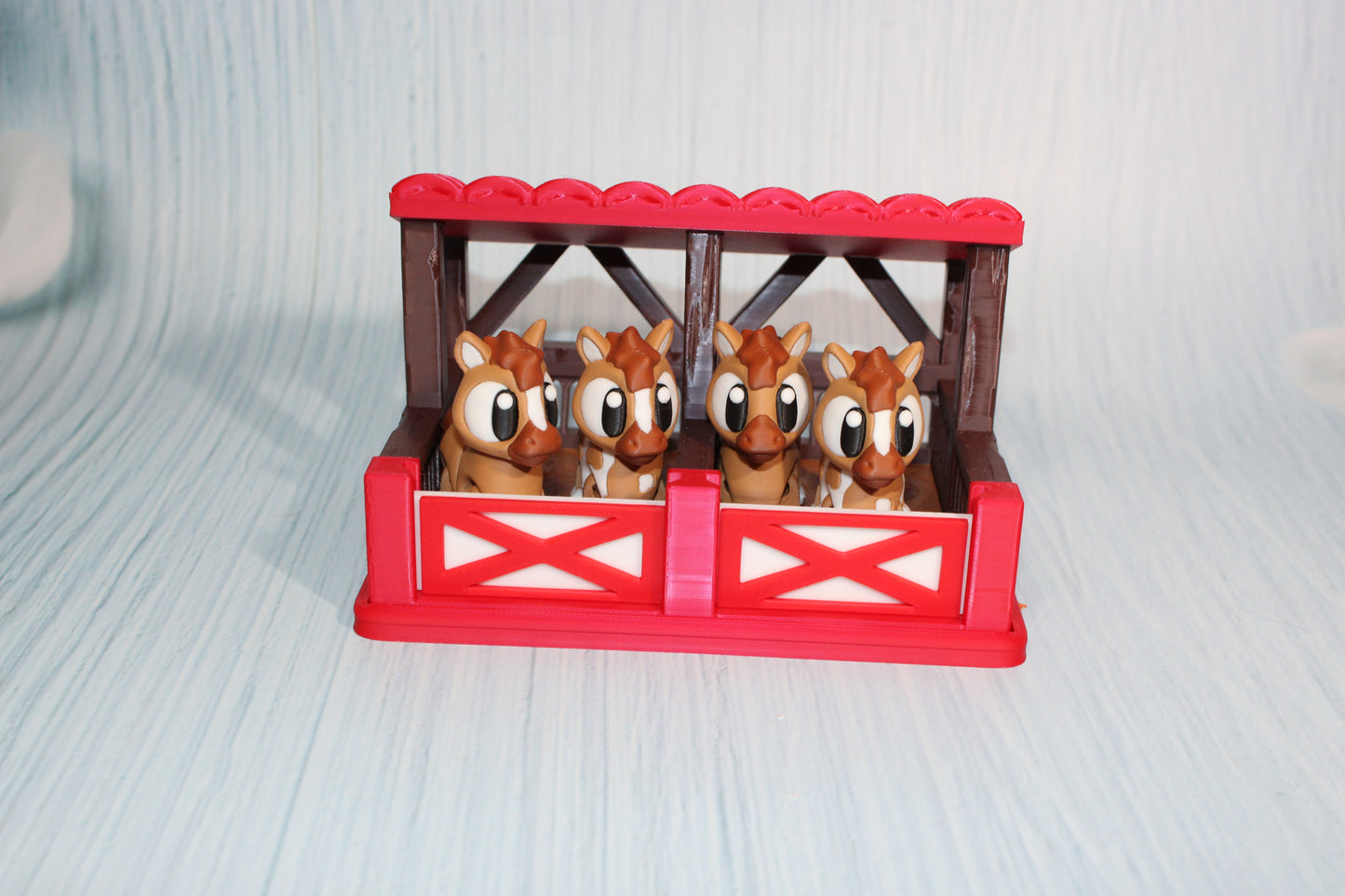 3D Printed Horses and stable: Articulated Fidget Toy- Everything Included-5 piece set - Wonderland 3D Printing 