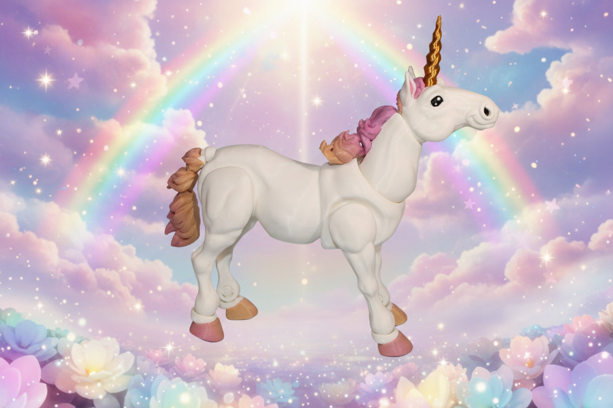 3D Printed Articulated Horse or Unicorn Figurine 7.5" long x 6.75" tall - Wonderland 3D Printing 