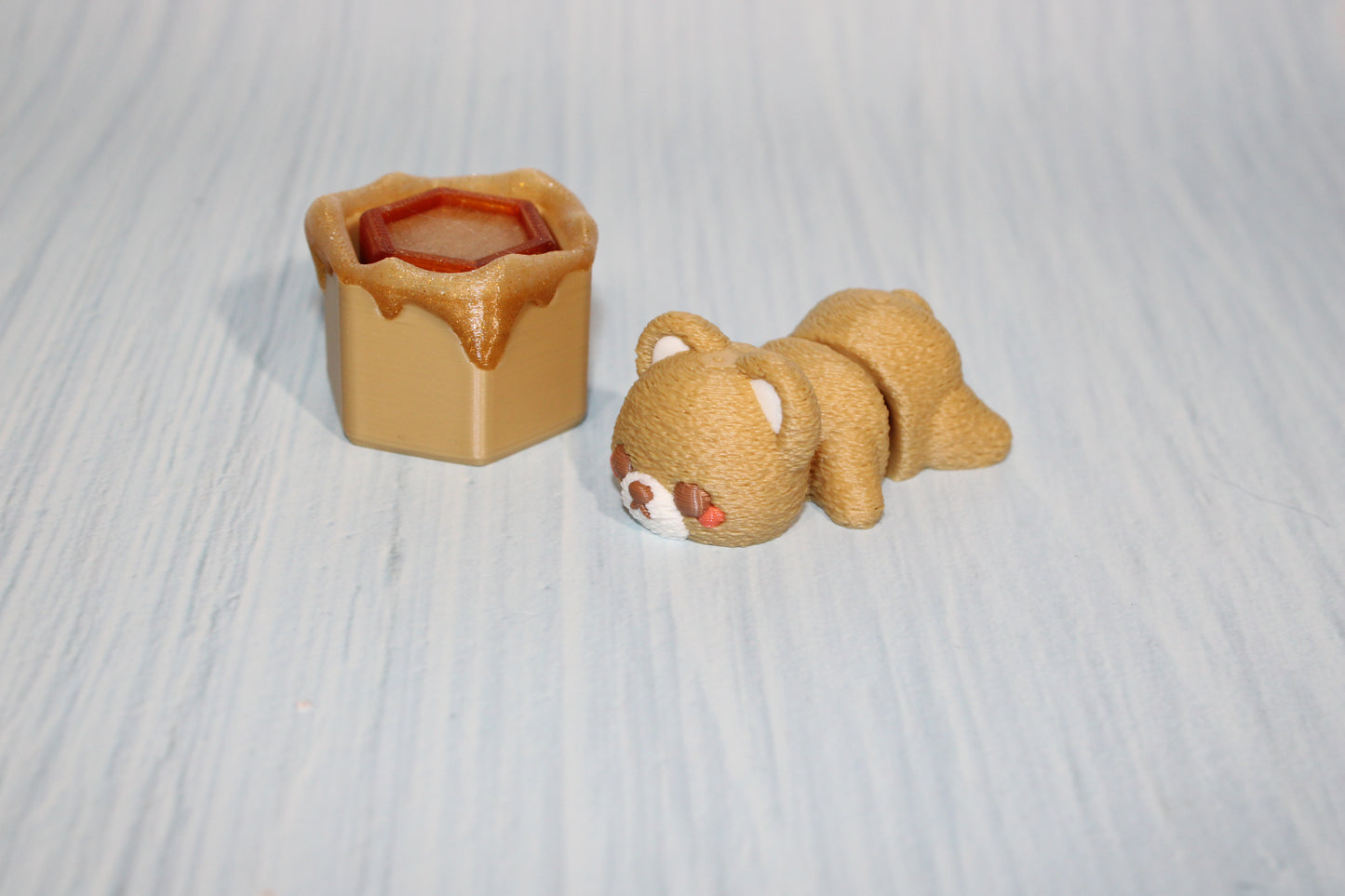 3D Printed fuzzy Bear with Honeycomb Clicker - Wonderland 3D Printing 