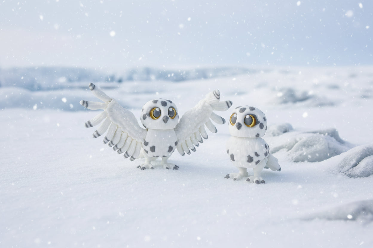 Snow owl or Sparrow 3d printed 2.5" tall - Wonderland 3D Printing 