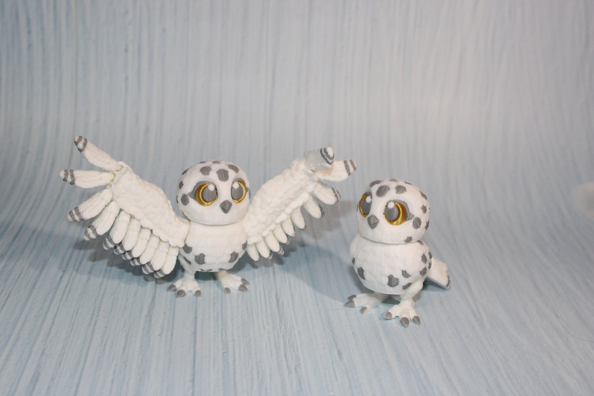 Snow owl or Sparrow 3d printed 2.5" tall - Wonderland 3D Printing 