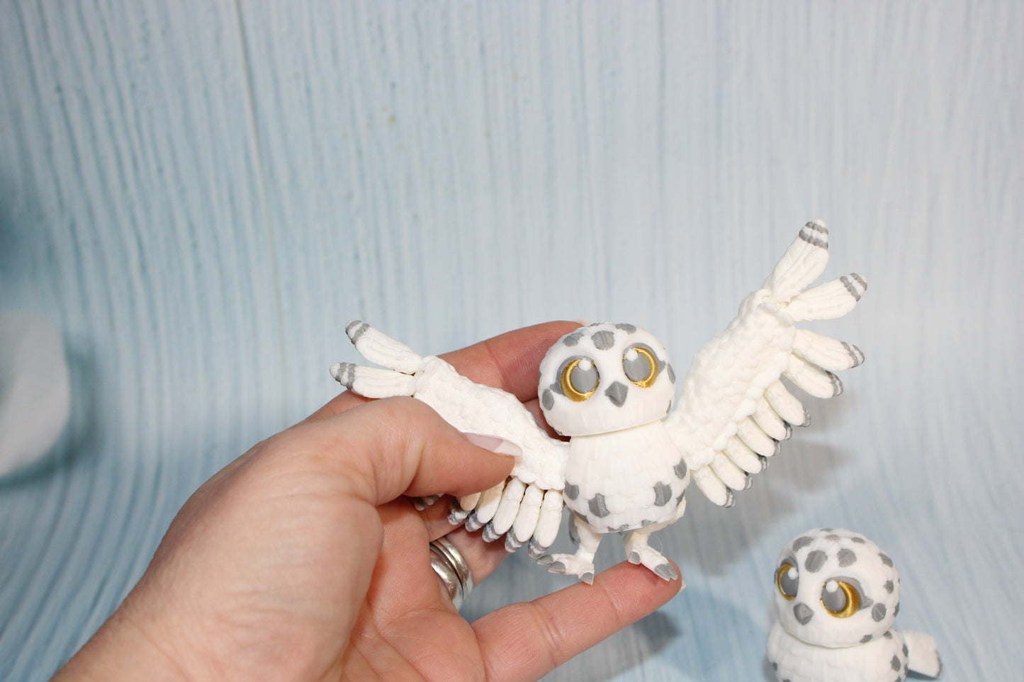 Snow owl or Sparrow 3d printed 2.5" tall - Wonderland 3D Printing 