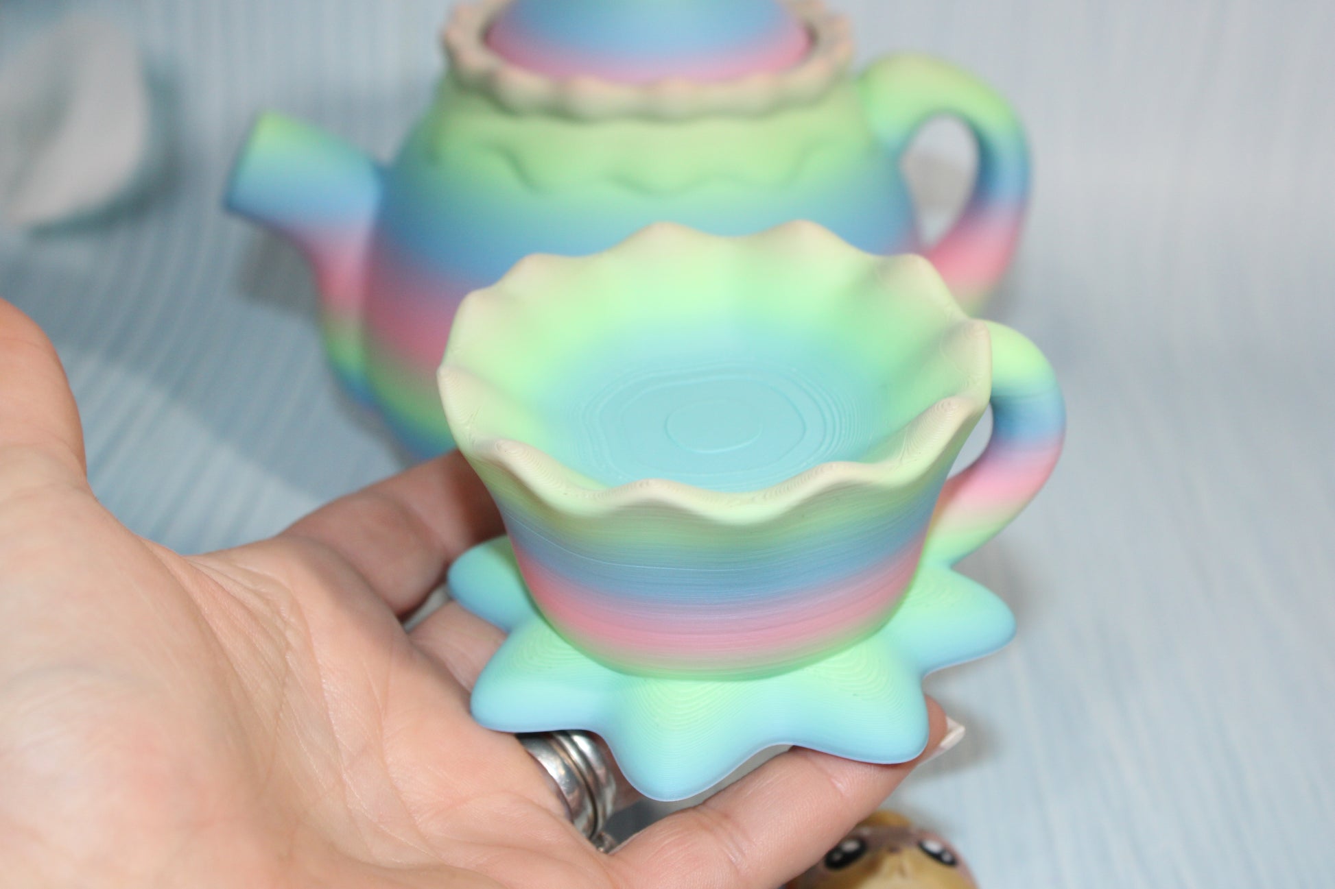 Tea Otter Play set- Everything Included- Comes with 2 Otters-3d printed - Wonderland 3D Printing 