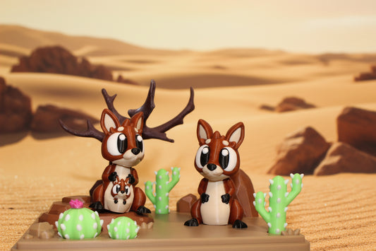 Flexi Kangaroo and Mini Desert Design Showcase-3D Printed Flexi Fidget- Comes with 2 Kangaroos - Wonderland 3D Printing 