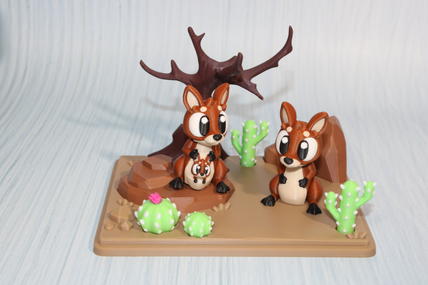 Flexi Kangaroo and Mini Desert Design Showcase-3D Printed Flexi Fidget- Comes with 2 Kangaroos - Wonderland 3D Printing 