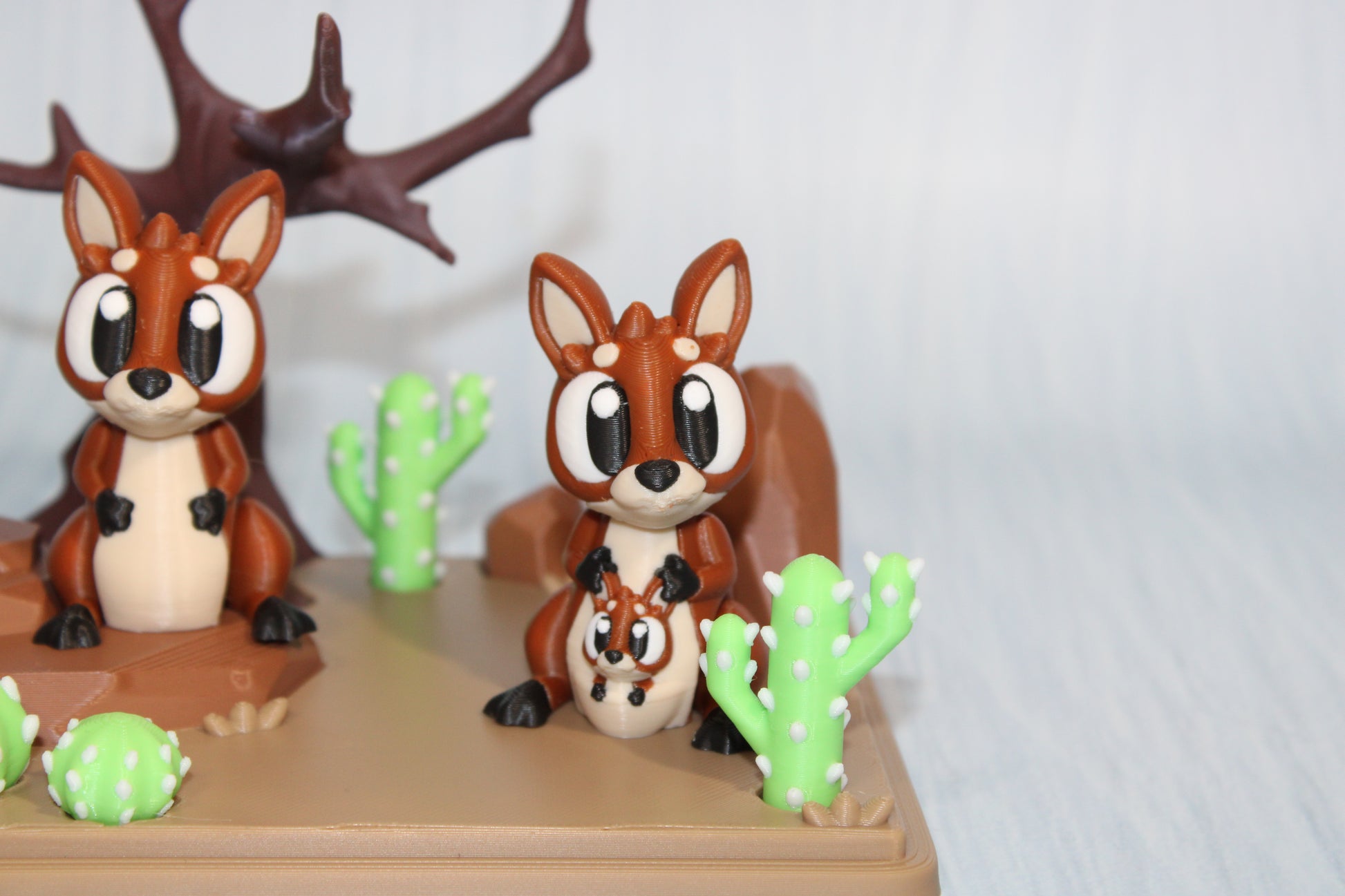 Flexi Kangaroo and Mini Desert Design Showcase-3D Printed Flexi Fidget- Comes with 2 Kangaroos - Wonderland 3D Printing 