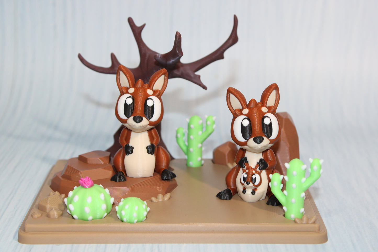 Flexi Kangaroo and Mini Desert Design Showcase-3D Printed Flexi Fidget- Comes with 2 Kangaroos - Wonderland 3D Printing 
