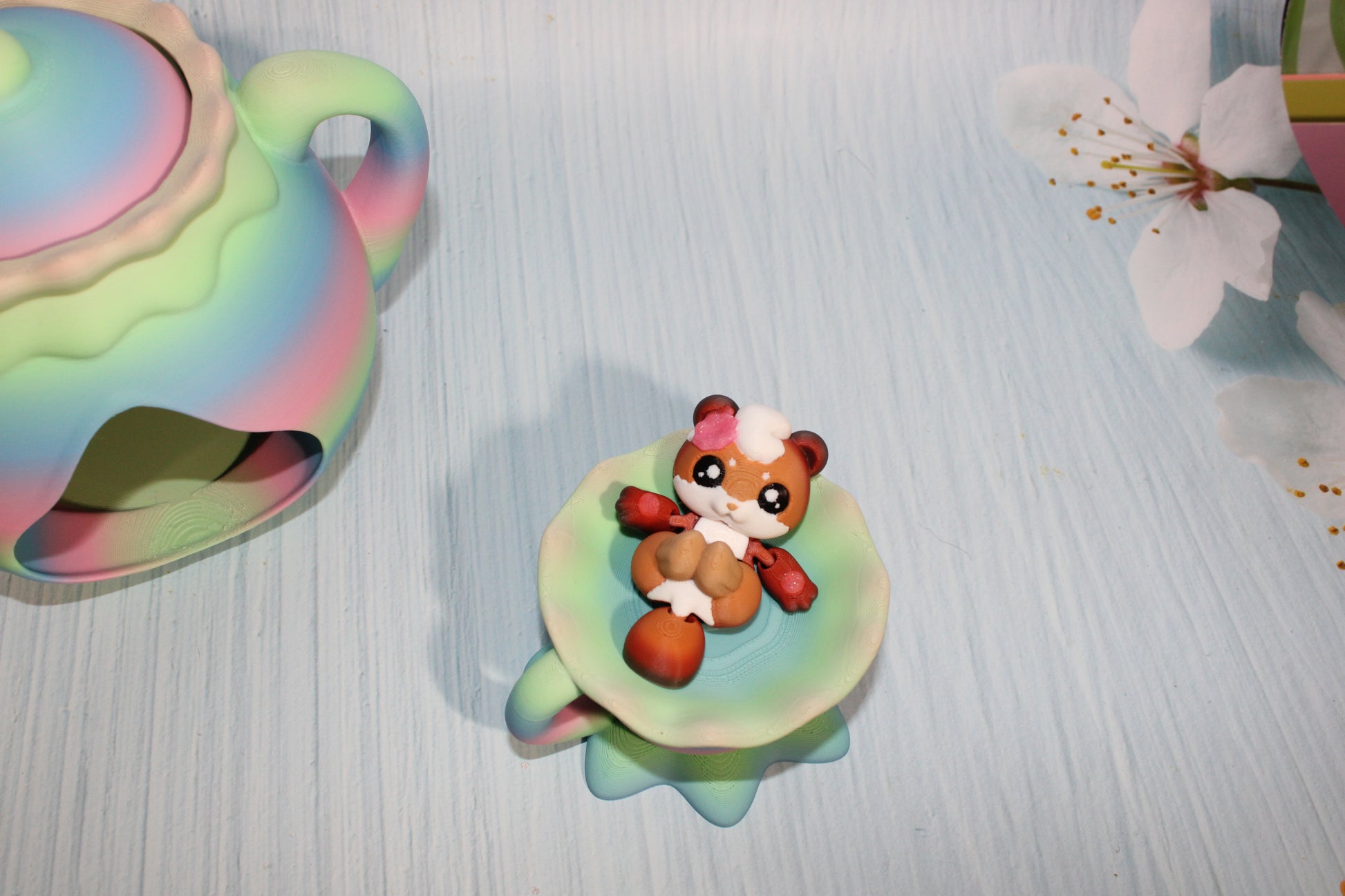 Tea Otter Play set- Everything Included- Comes with 2 Otters-3d printed - Wonderland 3D Printing 