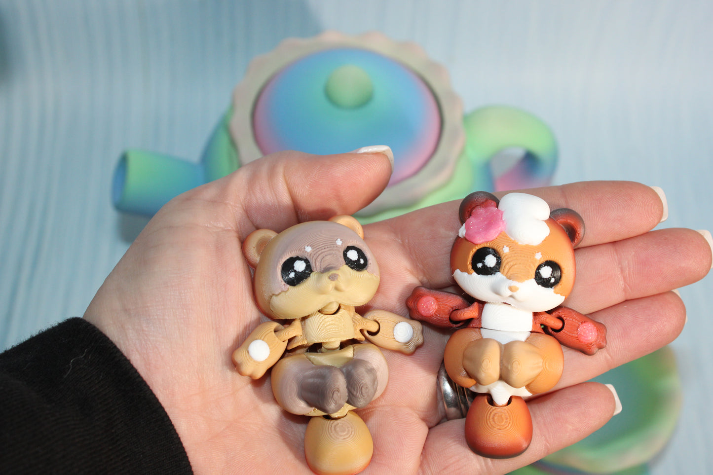 Tea Otter Play set- Everything Included- Comes with 2 Otters-3d printed - Wonderland 3D Printing 