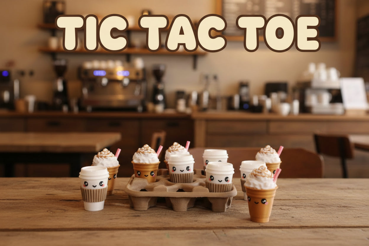 3d Printed Coffee Tic Tac Toe Game - Wonderland 3D Printing 