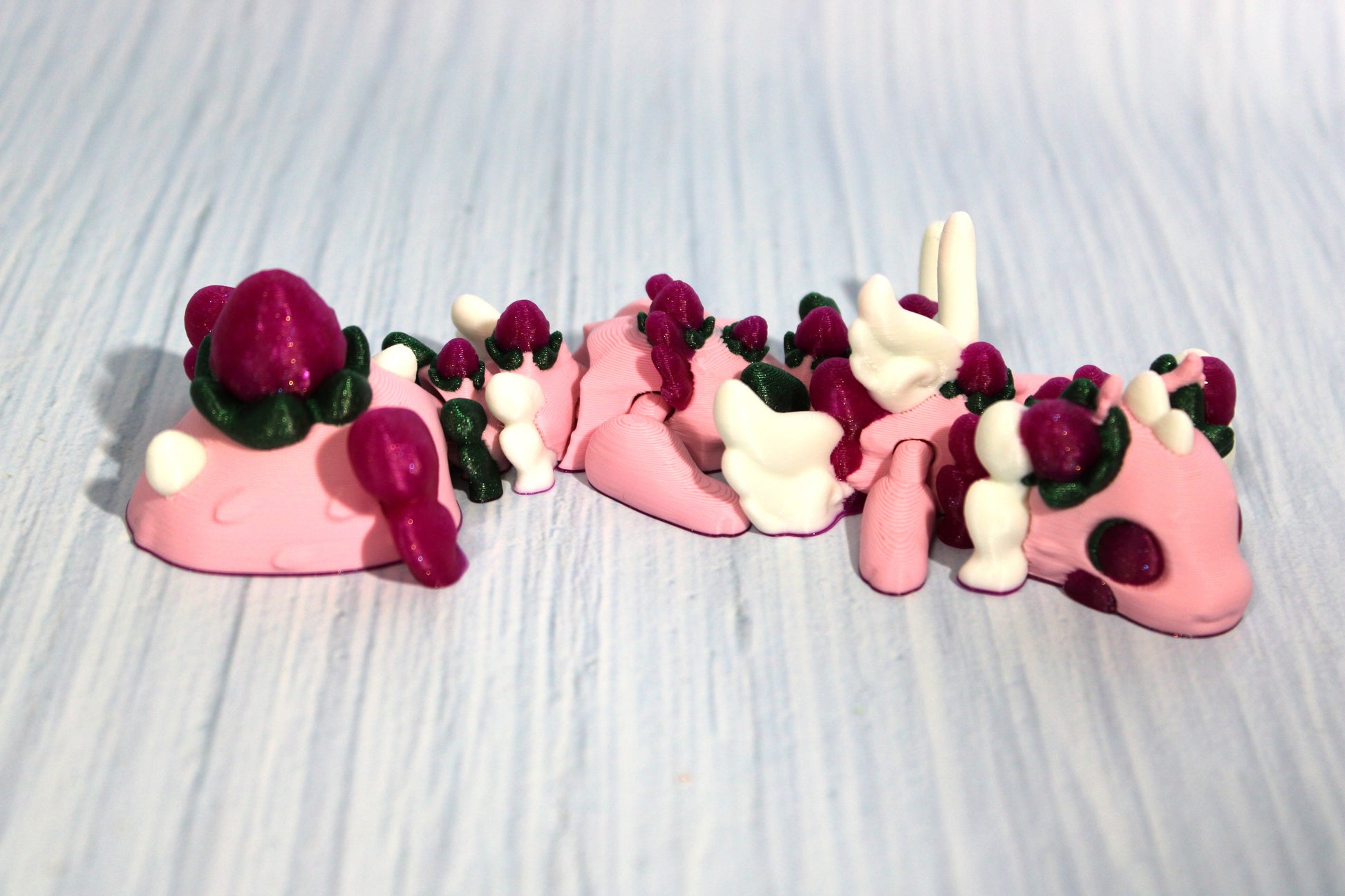 Strawberry Dragon 6" Long with Straw Buddy Options - Wonderland 3D Printing 