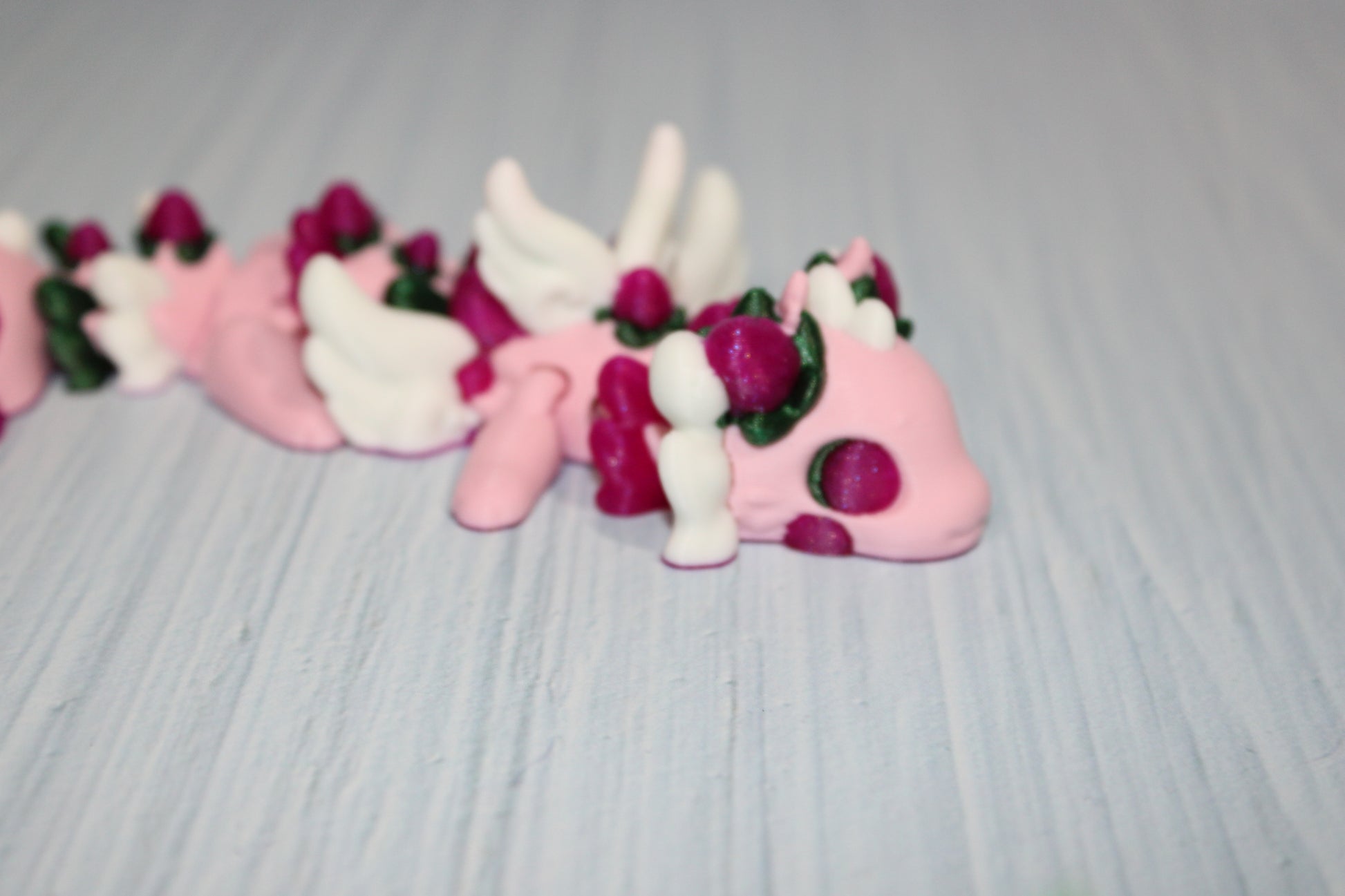 Strawberry Dragon 6" Long with Straw Buddy Options - Wonderland 3D Printing 